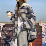 フード付きチェックオーバーサイズコート(2COLOR)AJ1138