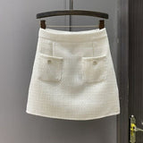 ビジューボタンツイードスカート(3COLOR)AB1193