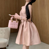 ラウンドネックAラインワンピース(3COLOR)AO1726