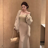 カーディガン付きレーストリムワンピースAS1710