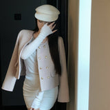 ダブルボタンノーカラージャケット(3COLOR)AJ1151