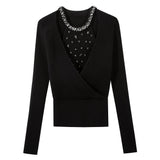 ビジュー付きホルターネックニット(2COLOR)AT1403