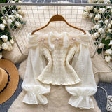 デコルテフラワーブラウスAT1419