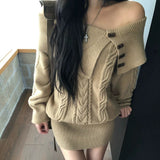 アクセントボタンニットワンピース(3COLOR)AO1904