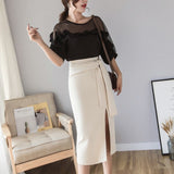 スリット入りタイトスカート(2COLORS)AB1003