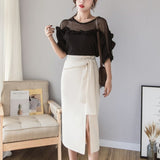 スリット入りタイトスカート(2COLORS)AB1003