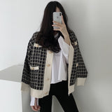 チェックニットざっくりカーディガン(2COLOR)AT1219