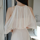 オープンショルダーシフォンワンピースAO1410