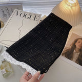 裾レースツイードミニスカート(2COLOR)AB1169