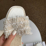 ツイード×パールフラットサンダル(3COLORS)AP1024