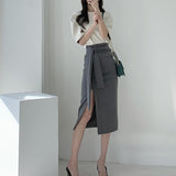 ウエストマークスリット入りスカート(3COLORS)AB1138