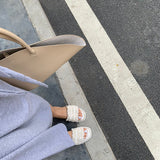 ツイード×パールフラットサンダル(3COLORS)AP1024