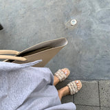 ツイード×パールフラットサンダル(3COLORS)AP1024