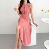 ホルターネックラップスカートセットアップ(3COLORS)AS1204