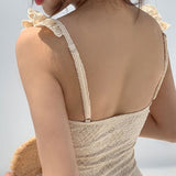 【即納】ジャガードフラワーフリルモノキニAW1041