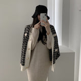 チェックニットざっくりカーディガン(2COLOR)AT1219