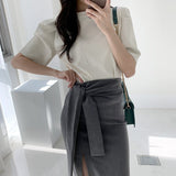 ウエストマークスリット入りスカート(3COLORS)AB1138