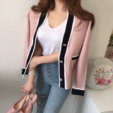 ラインVネックレディカーディガン(2COLORS)AT1189