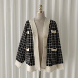 チェックニットざっくりカーディガン(2COLOR)AT1219