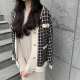 チェックニットざっくりカーディガン(2COLOR)AT1219