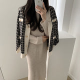 チェックニットざっくりカーディガン(2COLOR)AT1219