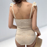 【即納】ジャガードフラワーフリルモノキニAW1041