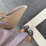 ツイード×パールフラットサンダル(3COLORS)AP1024