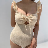 【即納】ジャガードフラワーフリルモノキニAW1041