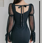 デザインスリーブマーメイドドレス(2COLOR)AO1497