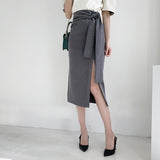 ウエストマークスリット入りスカート(3COLORS)AB1138