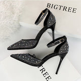 エレガントビジューストラップパンプス(3COLORS)AP1016