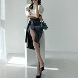 ウエストマークスリット入りスカート(3COLORS)AB1138