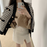 チェックニットざっくりカーディガン(2COLOR)AT1219