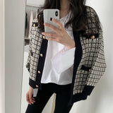 チェックニットざっくりカーディガン(2COLOR)AT1219