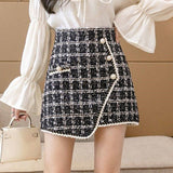アシンメトリーツイードミニスカート(2COLOR)AB1146