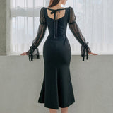 デザインスリーブマーメイドドレス(2COLOR)AO1497