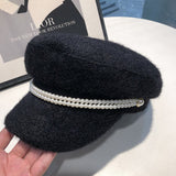 パール付きふわふわキャスケット(2COLOR)AA1012