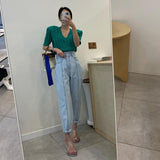 ハイウエストカラーデニム(2COLORS)AB1128