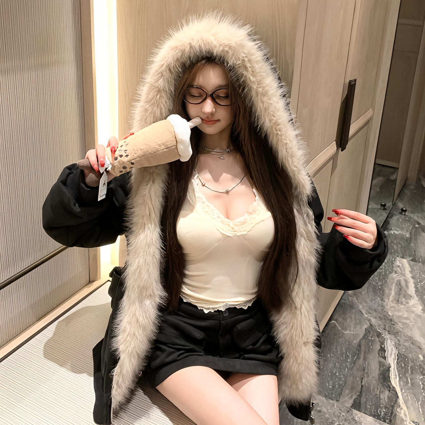 【美品】　リバーシブルファージャケット　SNACC リバーシブルファージャケット（3COLOR）AJ1165 – SNACC