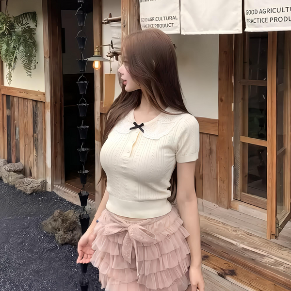 レースカラーサマーニット（3COLOR）AT1435 – SNACC