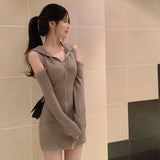 オープンショルダースウェットワンピースAO1822