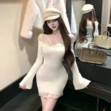 レースニットホワイトワンピースAO1823