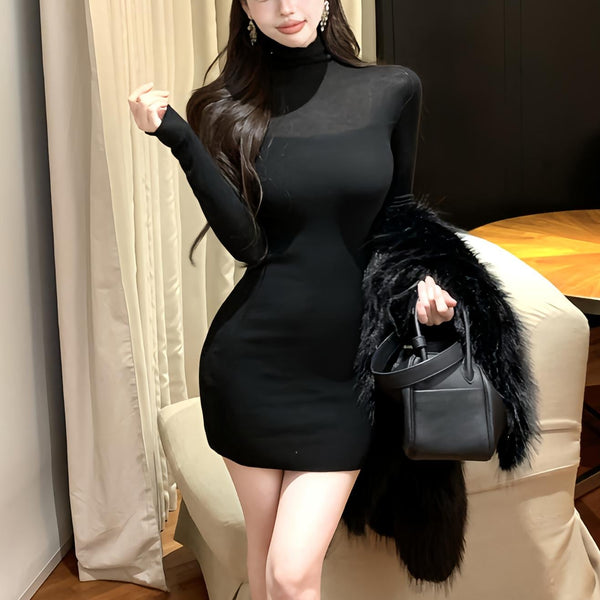 切り替えタートルニットワンピース（2COLOR）AO1821