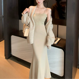 カーディガン付きレーストリムワンピースAS1710