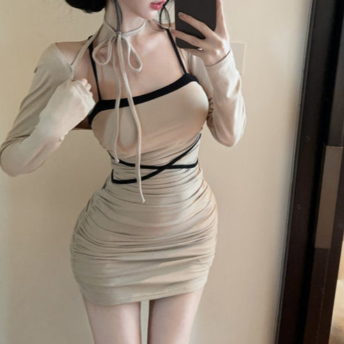 ボレロ付きバイカラーワンピース（2COLOR）AO1800