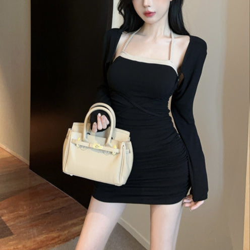 ボレロ付きバイカラーワンピース（2COLOR）AO1800