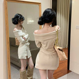 オフショルリブスコートセットアップAS1691