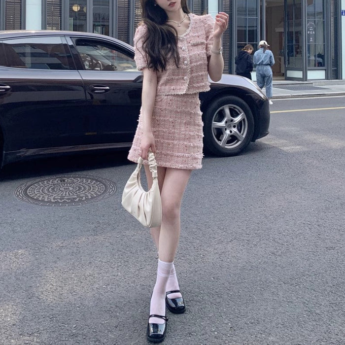 即納】ピンクチェックセットアップAS1639 – SNACC