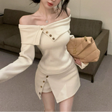 オフショルリブスコートセットアップAS1691