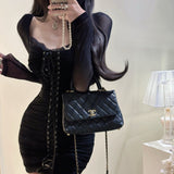 レースアップシースルーワンピース（2COLOR）AO1840